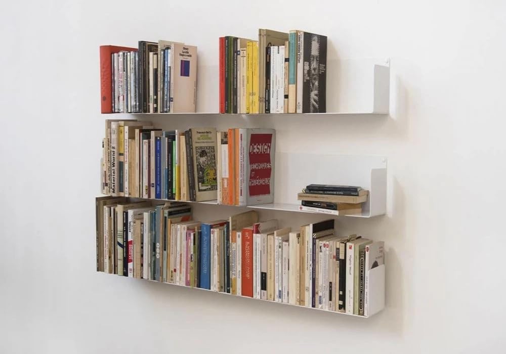 Mensole da Parete per Libri 45 cm Bianche Design Invisibile Minimalista Made in Italy