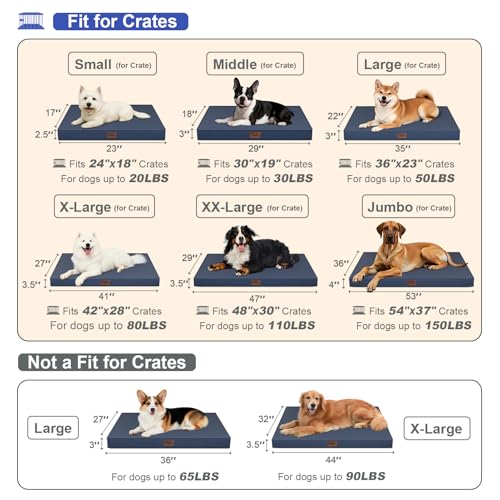 Image of Waterproof Orthopedic Outdoor Dog Bed XL for Extra Large Dogs | Egg Crate Foam for Joint Support, TPU Waterproof Layer, Machine Washable 1680D Oxford Cover, 44 x 32 Inch, Up to 90 lbs