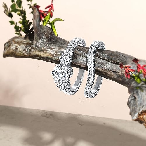 Moissanite Ring Set for Women Engagement Rings Wedding Band 2CTW 1CT Center 925 Sterling Silver Round Cut D Color VVS1 Bridal Sets White Gold2