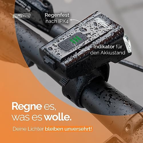 2RadWerk, ED Fahrradleuchtenset, StVZO zugelassen, Fahrradbeleuchtung umschaltbar 15-35 Lux, Bike...