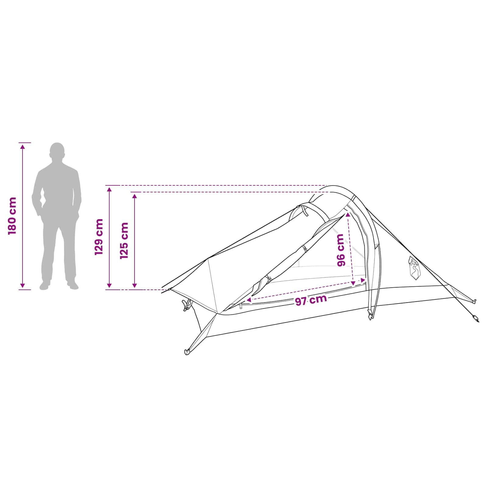 Grünes 4 Personen Trekkingzelt aus 185T Polyester mit PU Beschichtung, wasserdicht und UV beständig, Kuppelzelt für Camping, Wanderung, Rucksack, Festival, leichtes Packmaß für Outdoor
