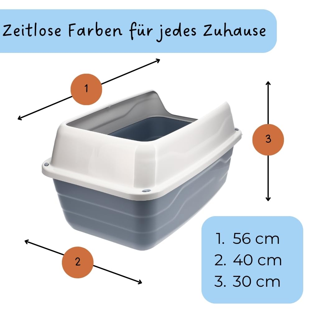 XXL Extra hohe Katzentoilette offene Katzenklo mit hohem Rand ohne Deckel große Katzentoilette offen Katzenklo hoher Rand