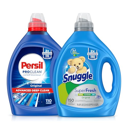 Persil Laundry Detergent Liquid, Original Scent, 110 Loads & Snuggle Liquid Fabric Softener,...