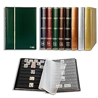 Prophila Metallic Edition Stamp Album - 60 Black Pages With Gold