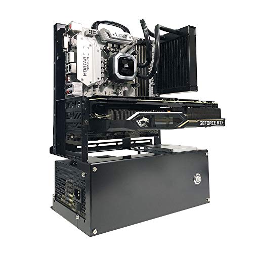 Nagao Seisakusho Open Frame Ver.Micro-ATX - Gabinete de acero negro compatible con Mini-ITX, Mini-DTX, Micro-ATX con 5 ranuras de expansión, soporte para fuente ATX hasta 220mm miniatura 5