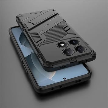 Microcase Poco X6 Pro/Xiaomi Redmi K70E Matrix Series Perfect Protection Case with Armor Stand - Black Al3416