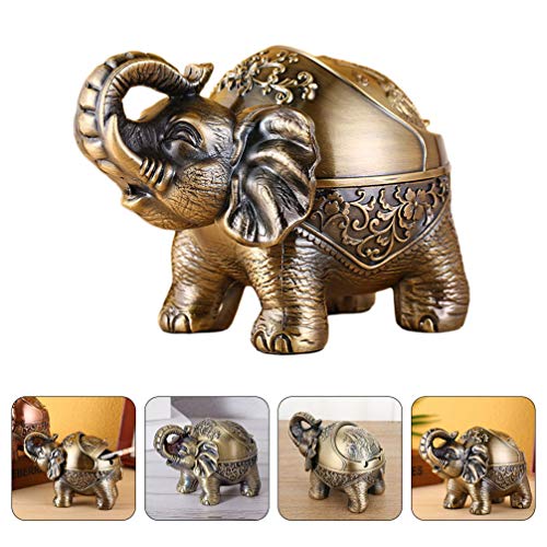 Cinzeiro de Elefante BESPORTBLE com Tampa À Prova de Vento Cinzeiro Cinza fumante Presente Elegante