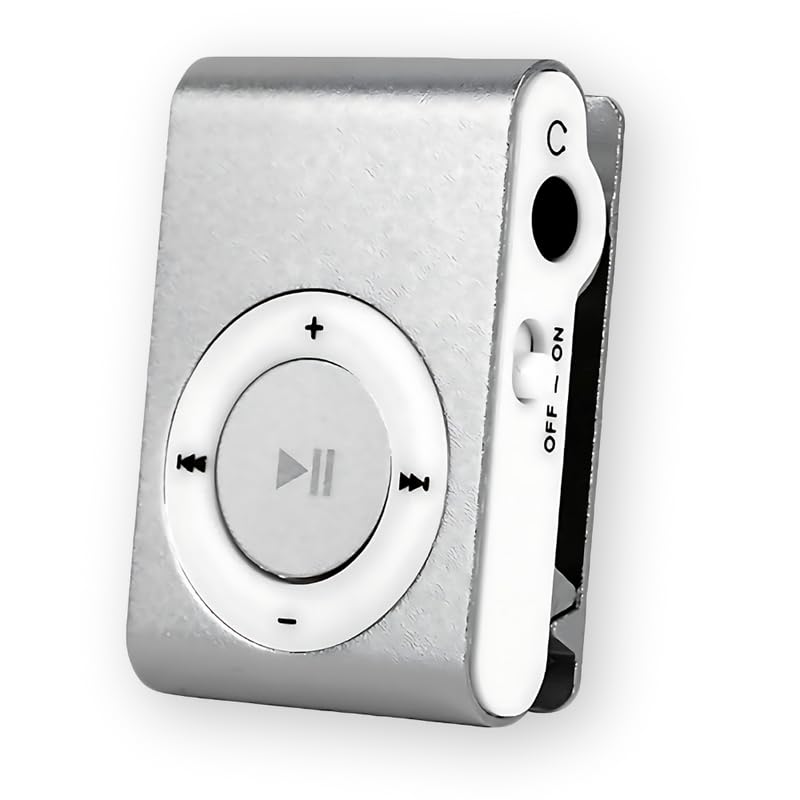 Drumstone ( LIMITED STOCK with 15 YEARS WARRANTY ) Mini Pocket MP3 Music Player with Earphones, Lossless Sound Sports Back Clip MP3 Player, Expandable Storage, Long Battery Life-Silver