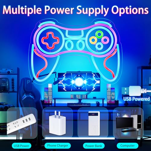 Image of Gamer Neon Sign for Bedroom Decor -Game Controller for Game Room Decoration,USB Lights Led Gaming Neon for Teen Boy Room Decor -Best Gamer Gifts for Boys Kids (16.5 * 11.4in)