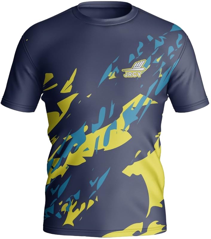Image of Cotton Round Neck Yellow Printed Sports Half Sleeve T Shirt Jersey for Men