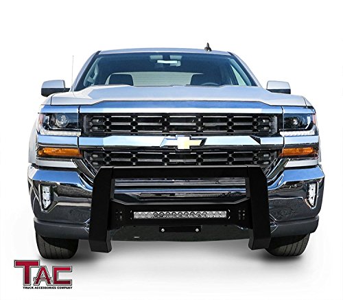 Tac Modular Bull Bar With Led Fit 2007-2018 Chevy Silverado 1500 / Gmc Sierra 1500 Truck Pickup Front Brush Bumper Guard Grille Guard Fine Textured Led Version #TOP1