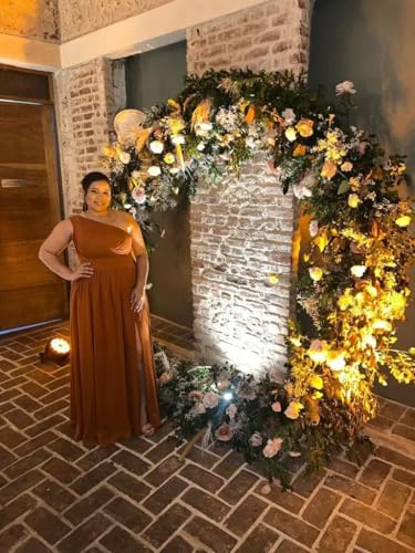 YOFF One Shoulder Bridesmaid Dresses with Slit Long A-line Pleated Chiffon Formal Party Dresses YO0372