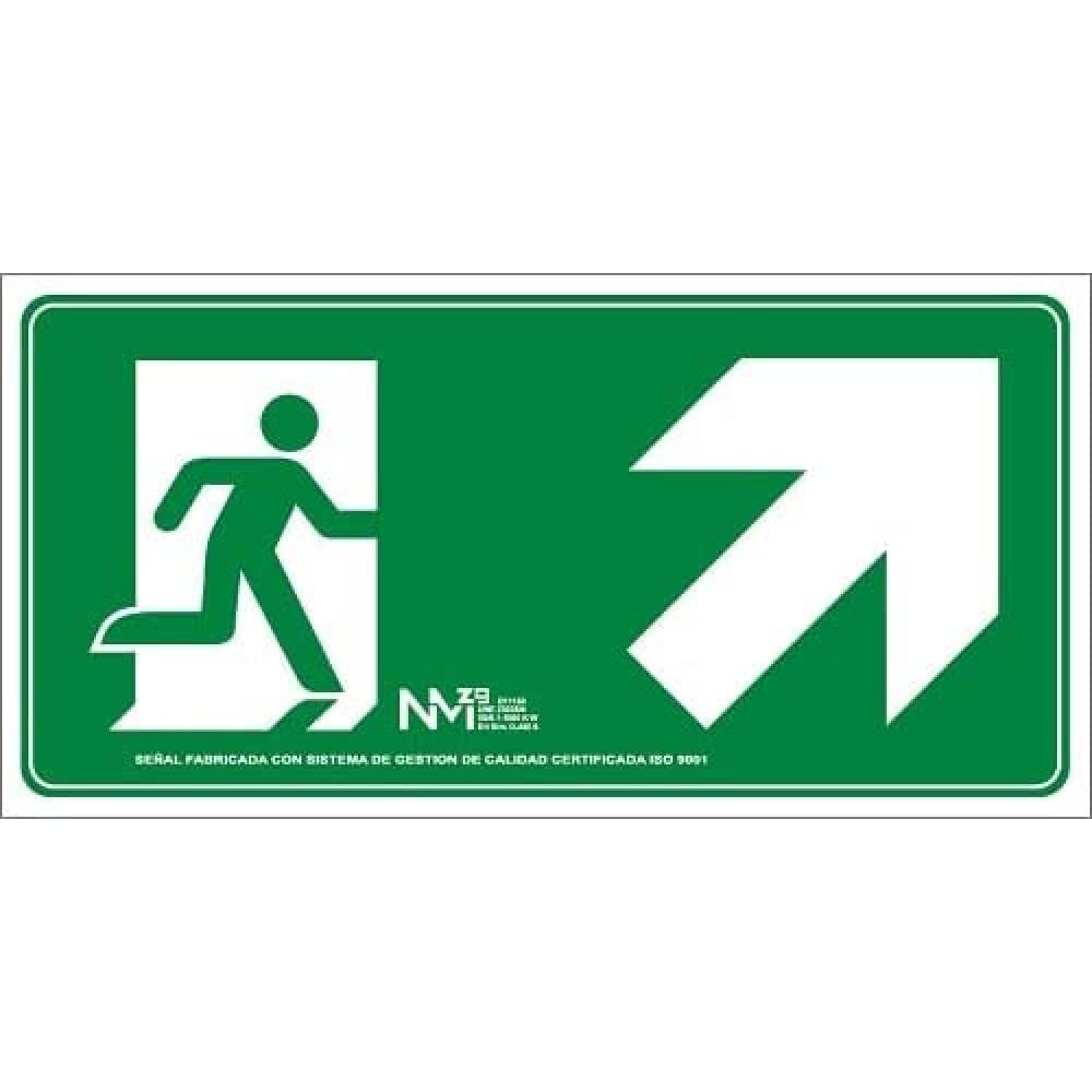 Normaluz RD11150 - Señal Luminiscente Salida Escalera Derecha Arriba Clase B PVC 0.7 mm 32x16 cm con CTE, RIPCI y Apto para la Nueva Legislación, verde