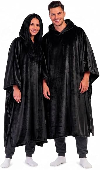 Wearable Weighted Blanket Cloak, 11LBS Weighted Hoodie Cloak with Ultra-Soft Faux Fur Liner, Wearable Heavy Oversized Hooded Blanket, Wearable Poncho Blanket for DTP, Better Sleep, Stress Relief