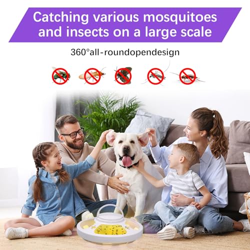 Longzhuo Floh Falle für Home Omnidirectional Floh Catcher mit 2 Klebstoff Pads & 2 Lichtmodi, sichere Indoor Schädlingsbekämpfung für Schlafzimmer, Wohnzimmer & Küche (schwarz)