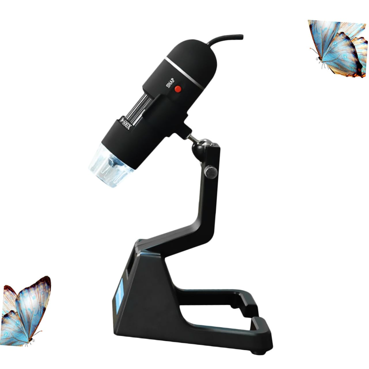 Microscopio Digitale USB Portatile 2 Milioni, 25-600x, Nero