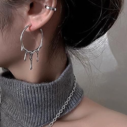 Chunky Tapered Dangle Earrings Drip Hoop Earrings for Women,Trendy Waterdrop Earrings Minimalist Earring Statement Jewelry Gifts3