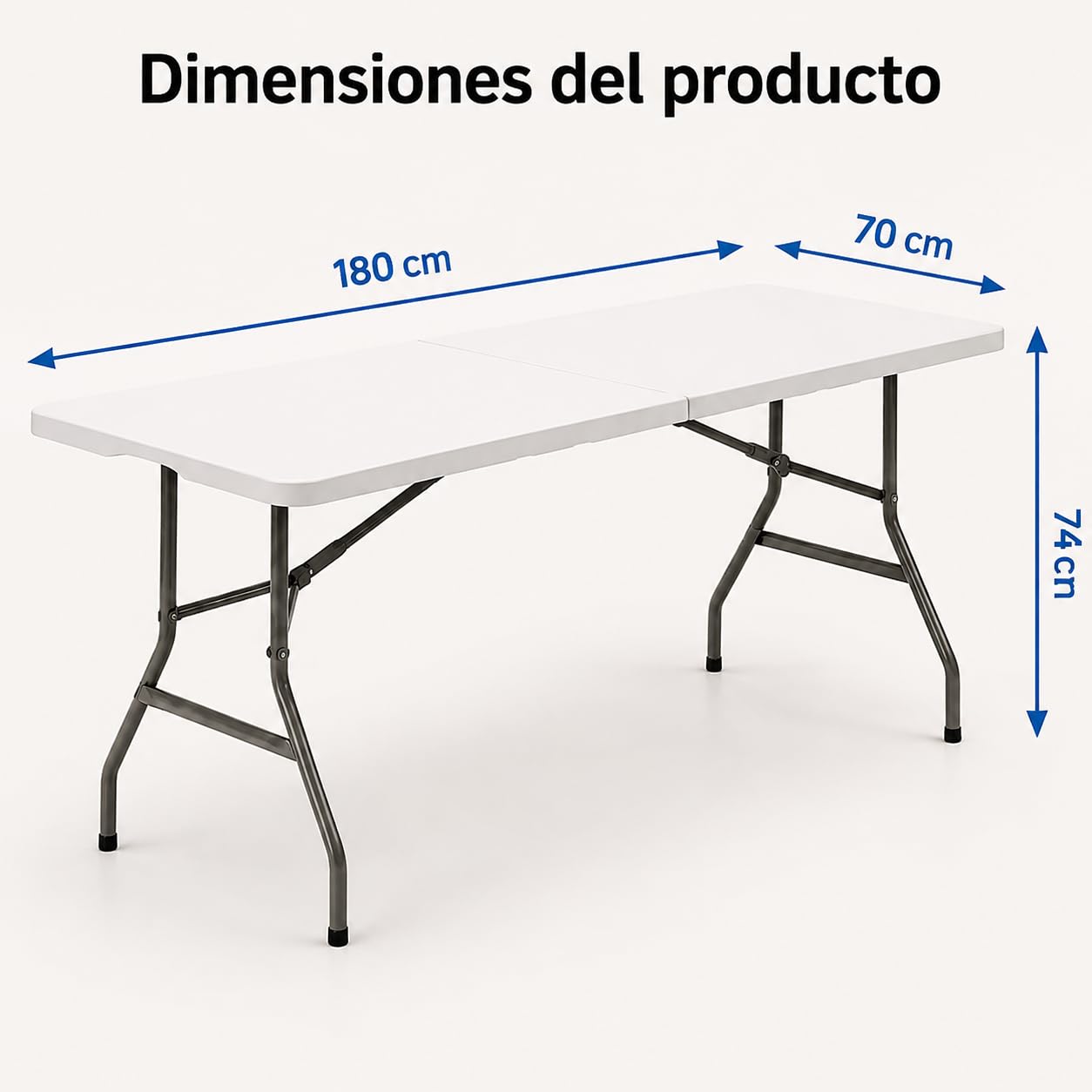 Mesa Plegable 180 cm para Eventos y Jardín, Mesa Portátil de Exterior con Estructura de Acero, Ideal para Camping y Fiestas