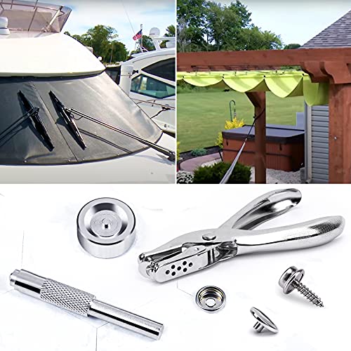 Canvas Snap Kit, Yofuly 274 Pcs Marine Grade Boat Canvas Snaps Stainless Steel Screw Boat Carpet Snaps For Boat Cover With Punch Pliers + Material Hole Punch + 2 Pcs Setting Tools #TOP5