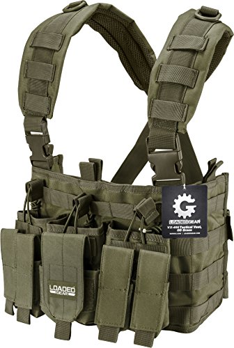 Loaded Gear Tactical Chest Rig Vest Airsoft Law Enforcement Vest Breathable Combat Training Vest Adjustable Lightweight (Green)
