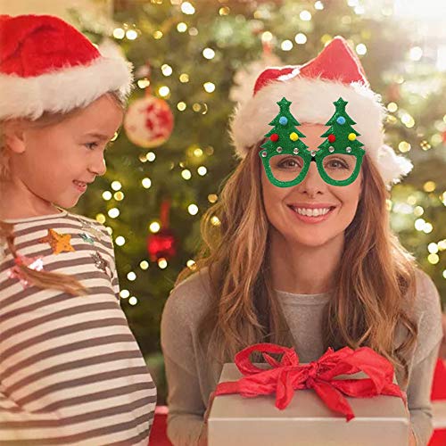Jaykids Christmas Glasses Party Favors Christmas Tree Hanging Ornaments Decorations Photo Booth Props Xmas Party Decorations Eyeglasses Frame For Christmas Holiday Party Supplies, 12Pcs #TOP4
