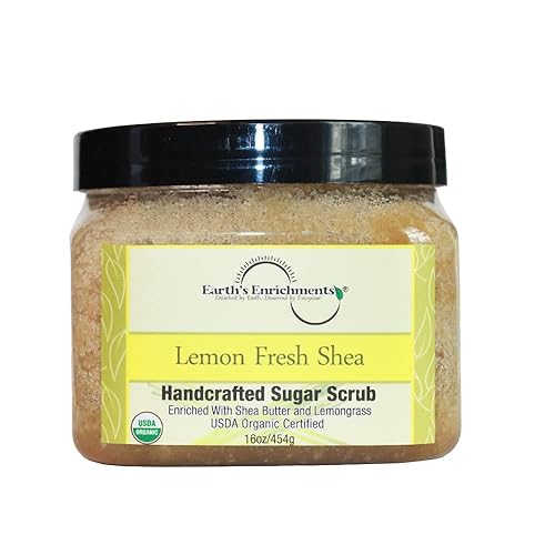Sugar Scrub USDA Orgánico y vegano, exfoliante corporal de citronela con manteca de karité, refrescante y suave, ideal para piel áspera y seca,