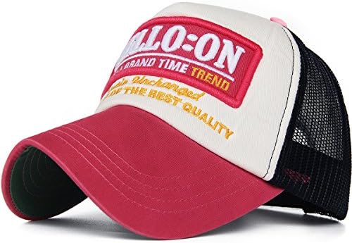 REDSHARKS Mesh Back Baseball Cap Trucker Hat 3D Embroidered Patch Hello On Red