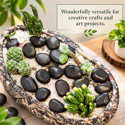 Image of ZYRON Black Decorative Pebbles for Plants, Home Decor, Garden, Aquarium & Landscaping, Smooth Polished Stones for Pots, Vases and Craft Projects - 2 kg