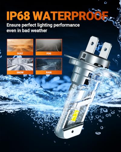 Image of SEALIGHT H7 Light Bulbs, 50000LM 900% Ultra Bright 6500K Cool White, 60000+ Hours Lifespan, Real 1:1 Design Plug N Play, Plug-N-Play, Pack of 2