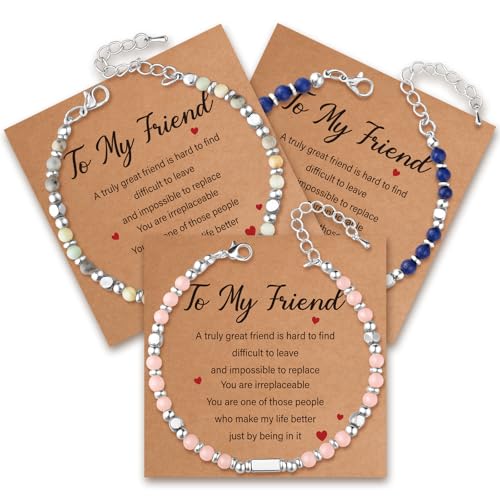 Tondiamo 3 Pcs Best Friendship Gift Friend Beaded Bracelets Galentines Day Gifts for Bestie Her Ladies BFF Women Birthday(Classic)