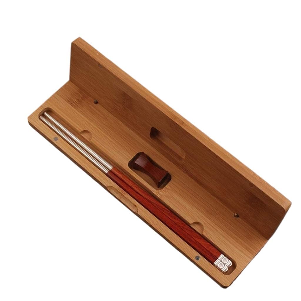 Baguettes, 1 paire de baguettes de luxe réutilisables en bois et argent, coffret cadeau, baguettes japonaises chinoises coréennes de 10 pouces avec repose-baguettes A ( Color : A )