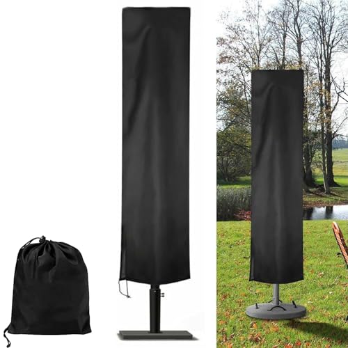 Patio Umbrella Cover, Black Waterproof Patio Parasol Covers with Zipper and Storage Bag, Outdoor Garden Windproof Anti-UV Protective Cover fit for 2-3m Outdoor Parasol (240x57x57cm)