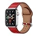 Produktbild Arktis Armband [echtes Leder] kompatibel mit Apple Watch (Series 1, Series 2, Series 3 mit 42 mm) (Series 4, Series 5 mit 44 mm) Lederarmband mit Edelstahl Dornschließe und Adapter - Dunkelbraun