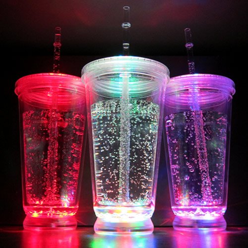 Light Up Travel Cups (Set Of 6) - 14 Oz Double Walled Led Glowing Travel Cup With 8 Color Modes #TOP2