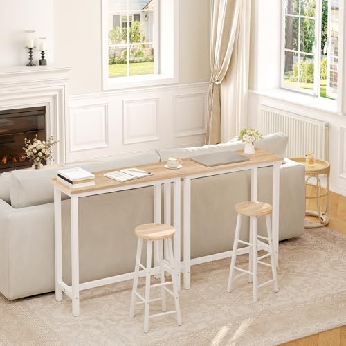 Miniatura 2 de Woltu Mesa De Bar De Bistro De Comedor Con Estructura De Metal, Mdf, 100x40x100cm Wxdxh Roble Claro
