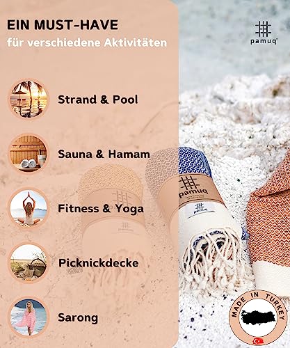 pamuq® Strandtuch XXL – Hamamtuch, Saunatuch, Badetuch & Duschtuch aus Baumwolle, handgemacht, leicht, saugstark, schnelltrocknend… – Ansicht 4