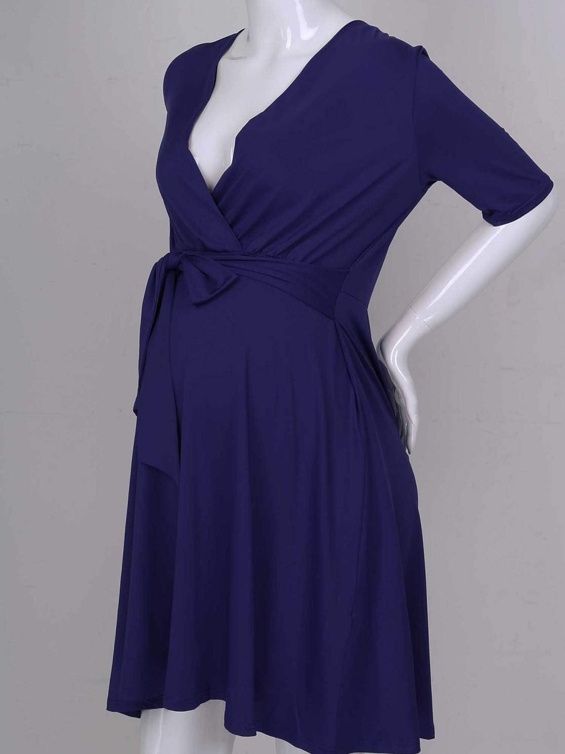iiniim Women V Neck Half Sleeve Knee Length Nursing Maternity Dress Breastfeeding Nightdress for Baby Shower