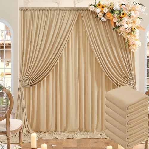 30ft x 10ft Backdrop Curtains - 6 Panels, Beige, Wrinkle Free