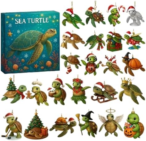 Calendarios de adviento de figuras de tortugas para colgar del ár...