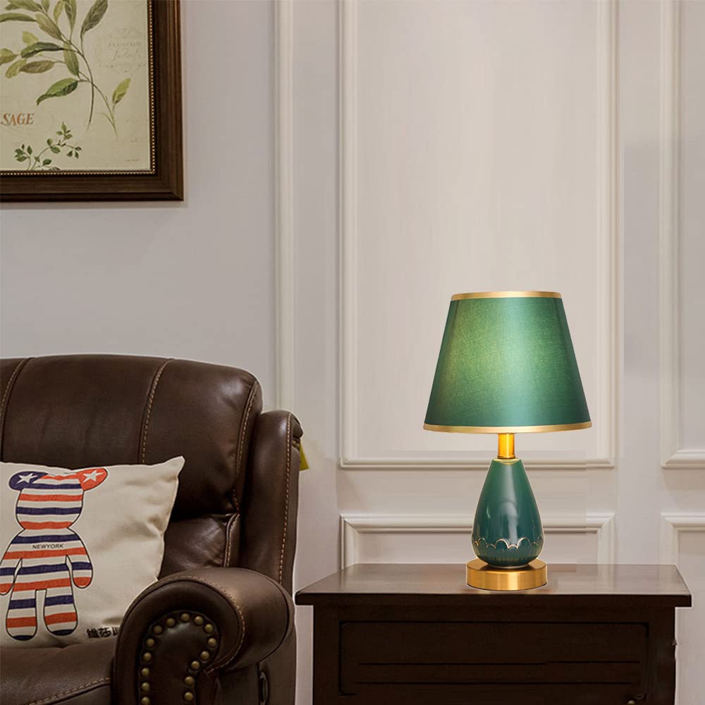 Mengjay E27 Tischlampe, Tischleuchte, Nachttischlampe aus Keramik,Nachttisch Lichtdekoration Schreibtischleuchten,Leichter Körper Tuch Lampenschirm Schlafzimmer Wohnzimmer Tischlampe (B)