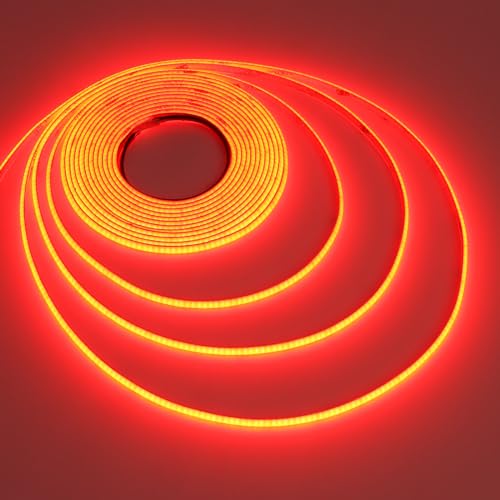 TOPAI 24V Ultradunne 5mm COB LED Strip 5M 400LEDs/M Rood Flexibel Snijbaar CRI90 Dotless Lineaire Verlichting Keukenkast Trap Winkelvitrine DIY