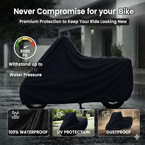 Image of Puroma-Pro Heavy Duty Waterproof Bike Cover Compatible for Shine Bikes - Outdoor Motorcycle Cover Windproof Buckle, UV Protection & Dust Resistant Full Body Cover