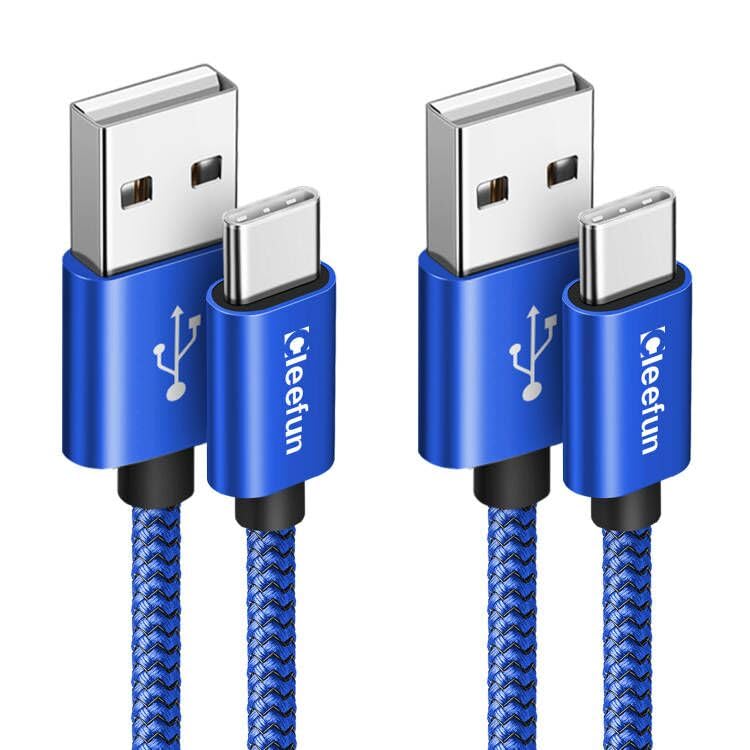 CLEEFUN Cavo USB C [1m, 2 Pezzi], 3 A USB Tipo C a USB A Cavo di Ricarica Rapida con Treccia di Nylon per Galaxy S10 S9 S8 S22 S21 S20 A13 A22 A52 A53 A32 A50 A51