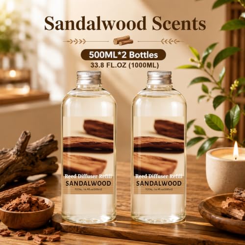 Image of STRN Sandalwood Reed Diffuser Refill 1000ml Summer Scent for Home