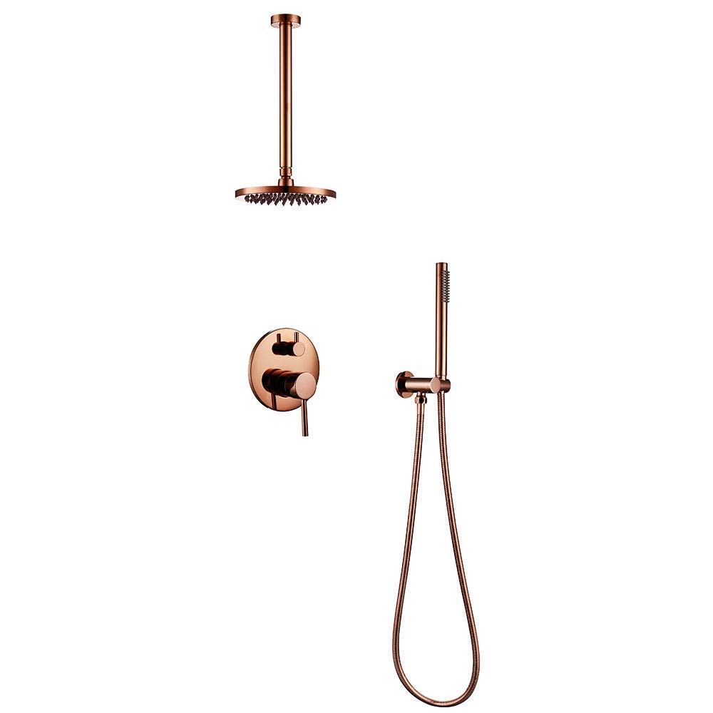 Ensemble de douche de luxe effet pluie fini mat avec mitigeur mural et bec rotatif
