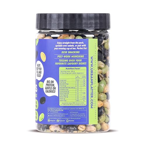 Image of Urban Platter Roasted Salted 3-in-1 Soybean, 150g (44% Protein, 17% Fiber, Lightly Salted Green Edamame, Black & White Soybeans, Highest Plant Protein Supersnack)