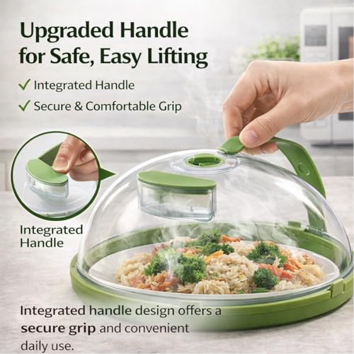 Microwave Splash-Proof Food Cover, Splatter Screen Guard with Water Steamer, Glass Bowl Overflow Drain Helmet Plate Covers, Magnetic Bacon Cooker, Collapsible Silicone Panel(10in) by luteaint - Used condition - Image 4