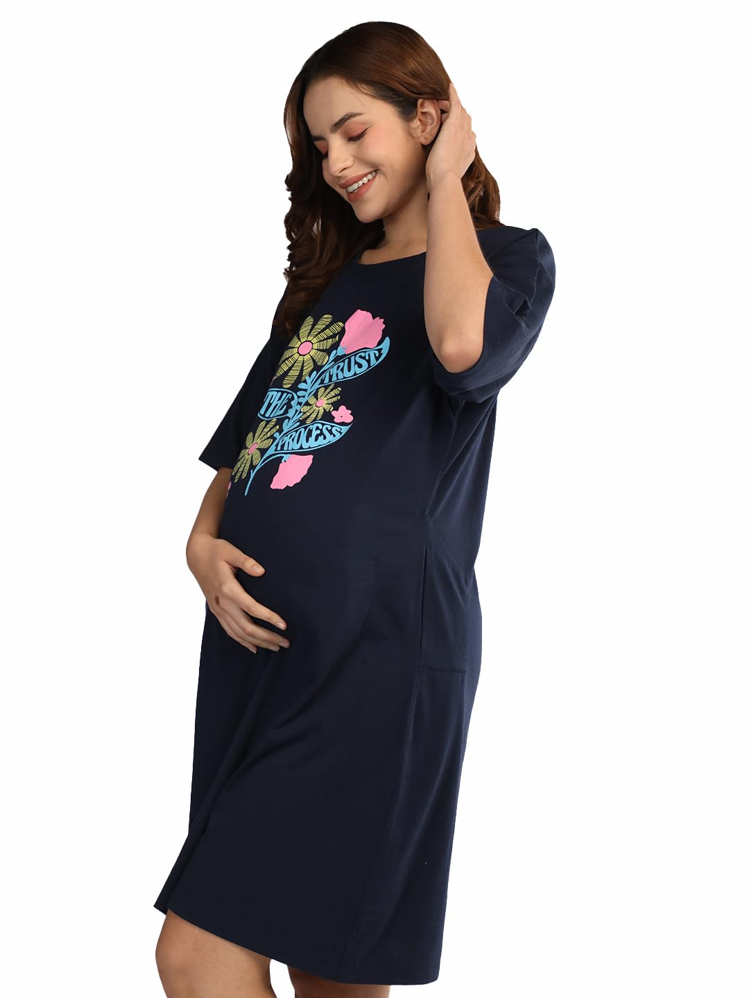 Duchess Mom T-Shirt Dress | Night Dress | Loose Fit | Pre and Post Pregnancy-image-30