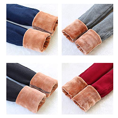 Calça legging feminina de inverno grossa com forro de lã para crianças da Tengo, Red02, 4-6X