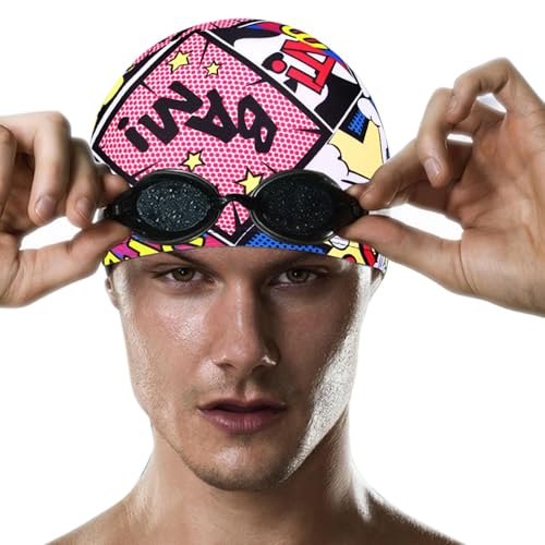 Swim Hat For Women,Polyester Spandex Material Fashion Print Swimming Hat For Girls - Universal Compatibility Vacation Accessory 
